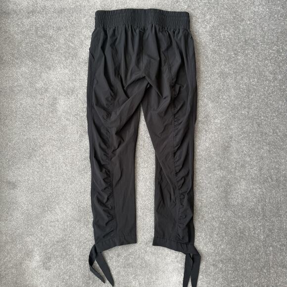 prAna Pants Womens Medium Black Stretch Drawstring Ruched Leg Tie Hem Joggers - Picture 10 of 12